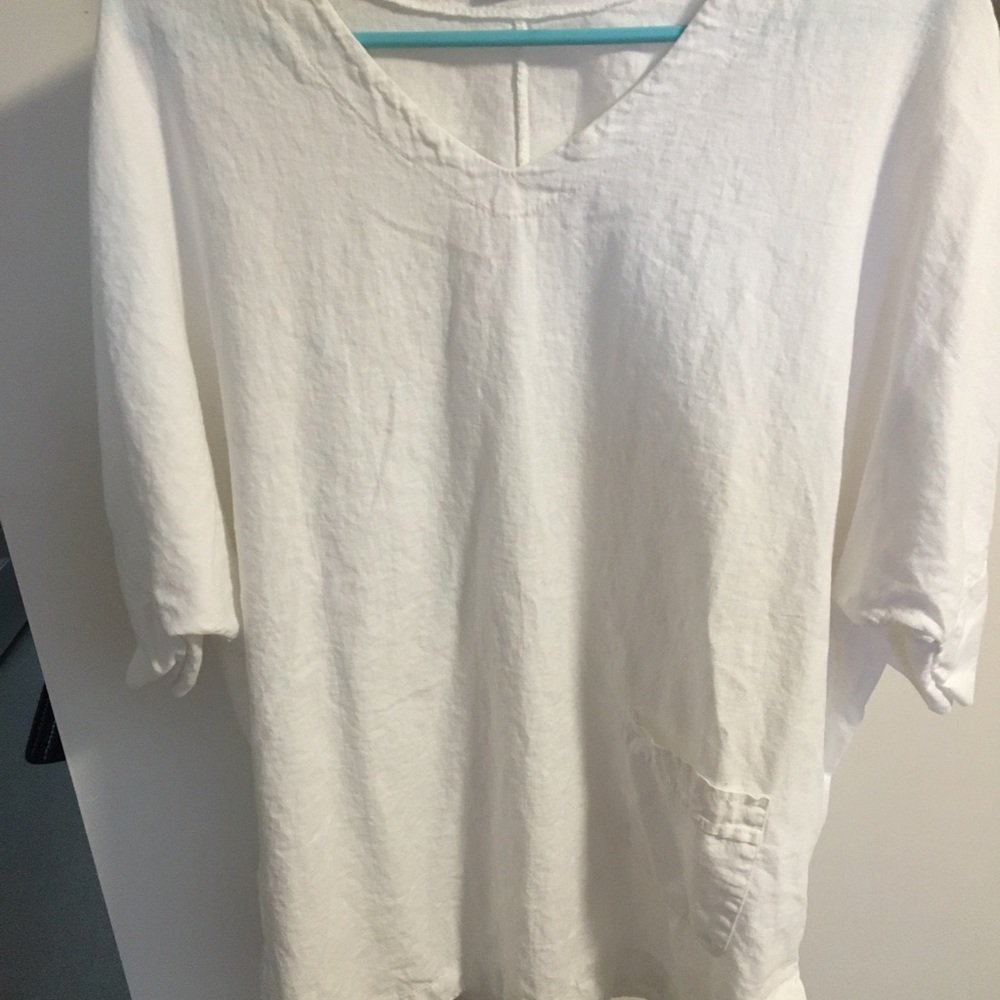 Pure Venice White Linen Tunic, Large